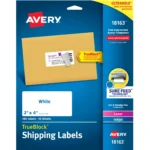 Avery Shipping Labels, White, 2" x 4", Sure Feed, Laser, Inkjet, 100 Paper Labels (18163) 0.396 lb