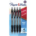 Paper Mate Profile Retractable Ballpoint Pens, 1.4 mm Bold Point, Black, 4 Count
